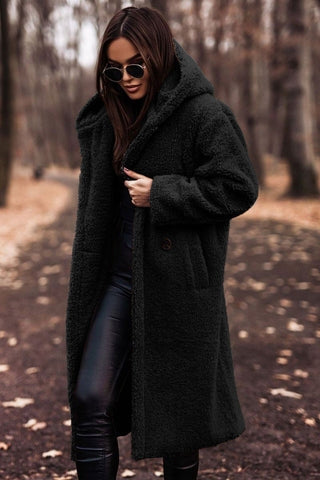 Abrigo Largo con Capucha – Negro
