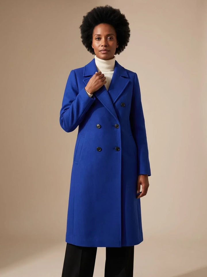 Abrigo Largo con Doble Botonadura – Azul
