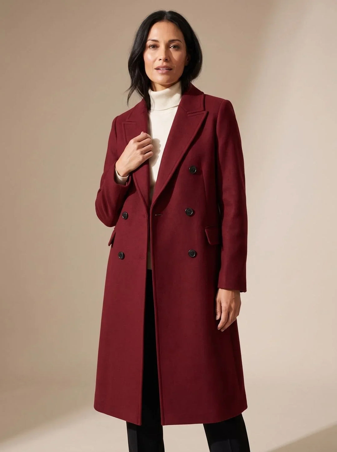 Abrigo Largo con Doble Botonadura – Rojo