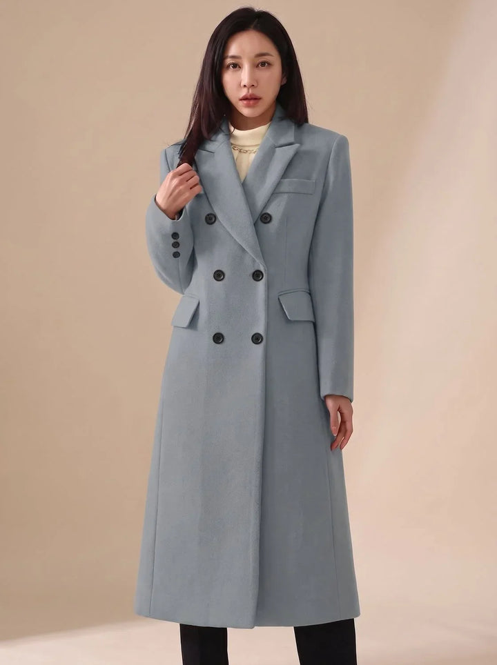 Abrigo Largo con Doble Botonadura – Gris