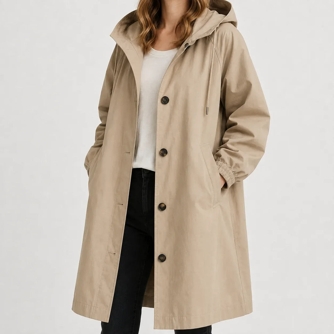Abrigo Ligero con Capucha – Beige