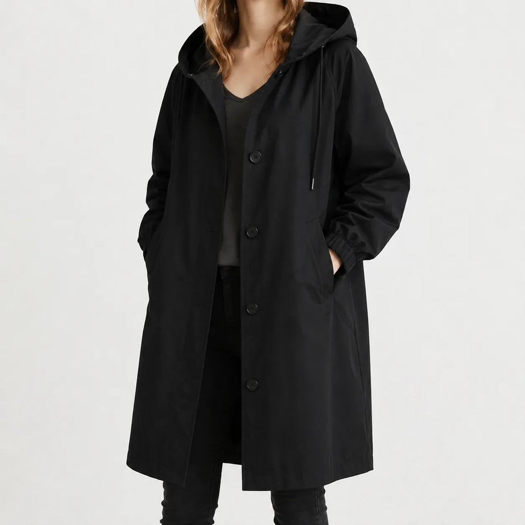 Abrigo Ligero con Capucha – Negro