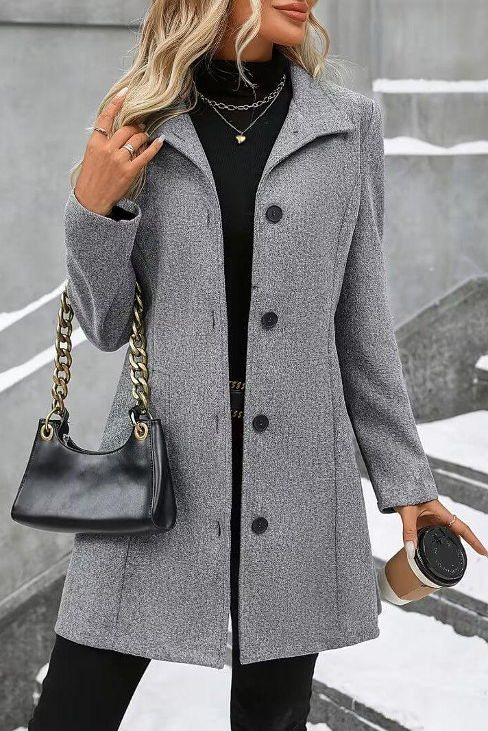 Abrigo Midi con Botones – Gris