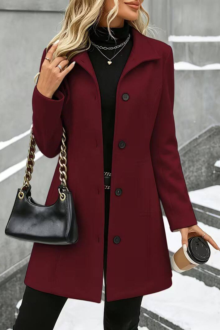 Abrigo Midi con Botones – Burdeos