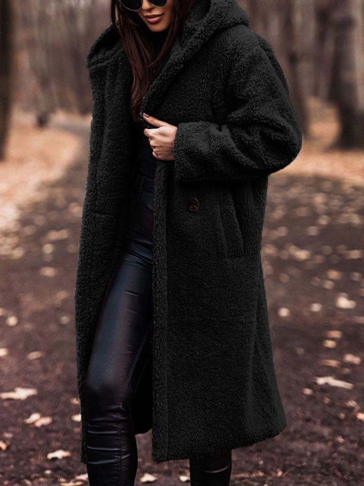 Abrigo Oversize con Capucha – Negro