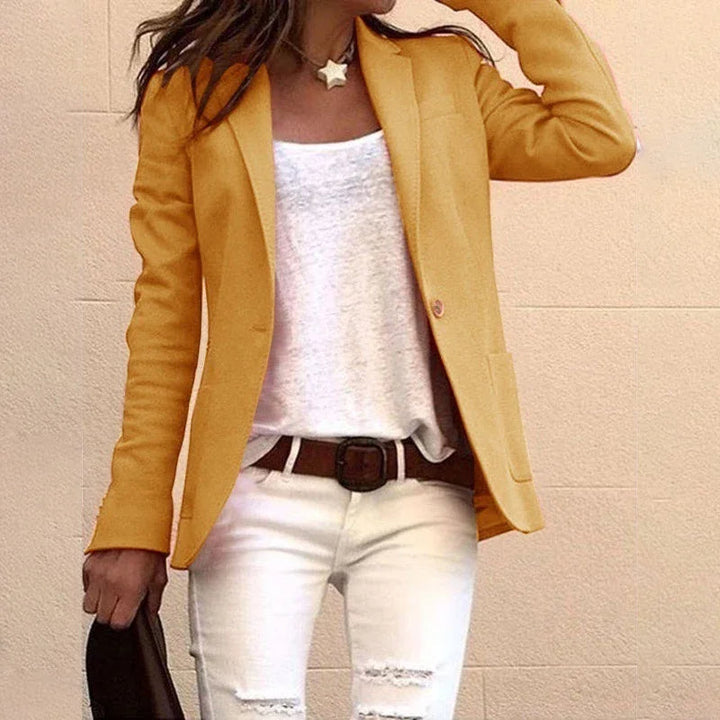 Blazer Entallado con Botón – Amarillo