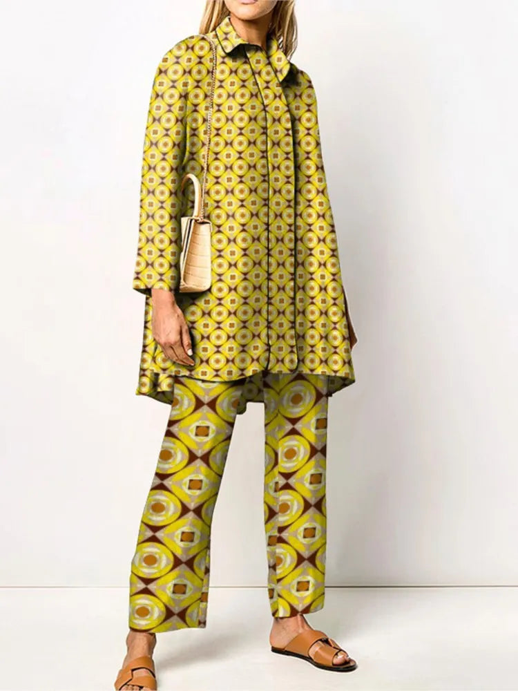 Conjunto Estampado Elegante – Amarillo