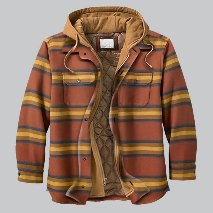 Chaqueta Camisera con Capucha – Amarillo y Rojo