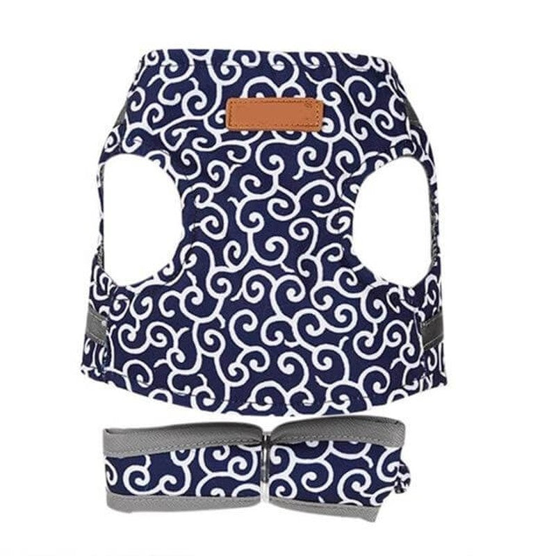 Arnés para gatos con correa - Estilo chaleco con estampado de remolinos