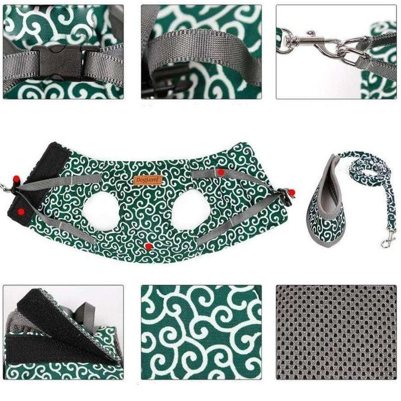 Arnés para gatos con correa - Estilo chaleco con estampado de remolinos