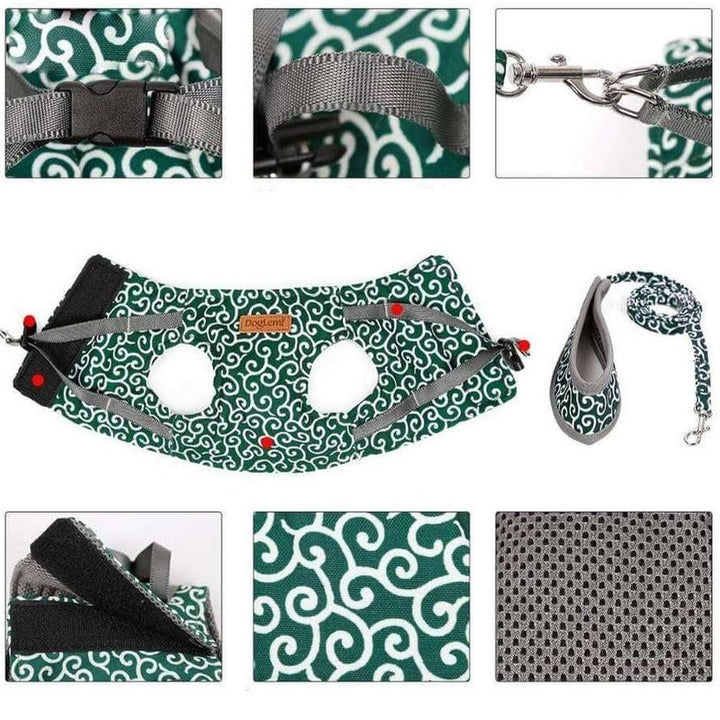 Arnés para gatos con correa - Estilo chaleco con estampado de remolinos