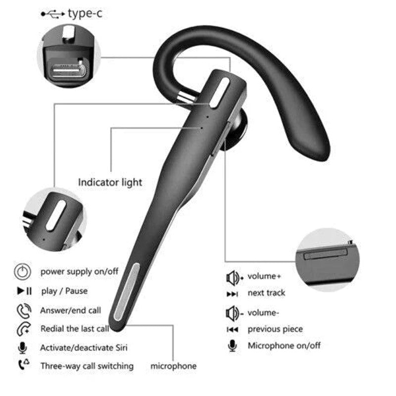 Auricular Bluetooth mono inalámbrico - Negro