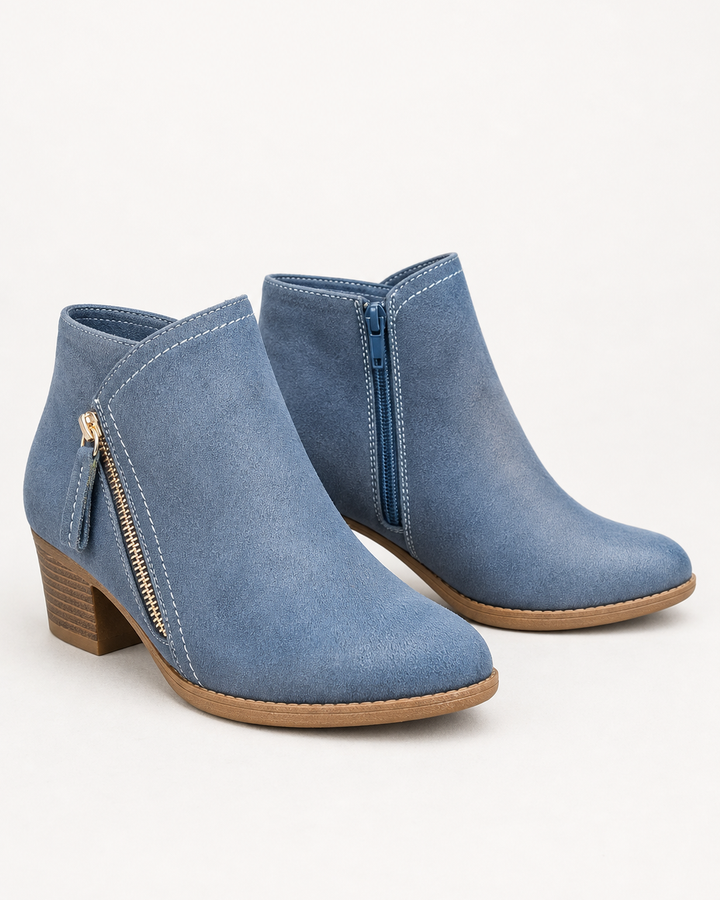 Botines con Doble Cremallera – Azul