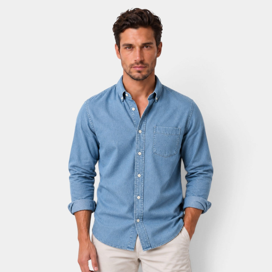 Camisa de Corte Relajado – Azul Claro