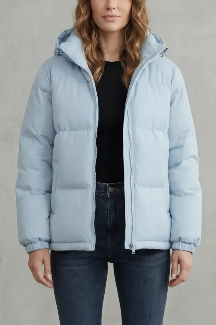 Chaqueta Acolchada con Cremallera – Azul Claro