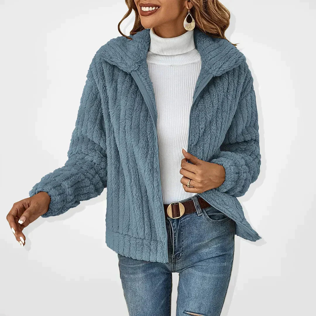 Chaqueta con Cuello Camisero – Azul