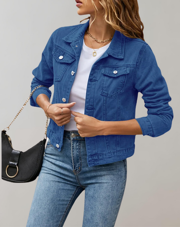 Chaqueta Corta con Botones – Azul Oscuro