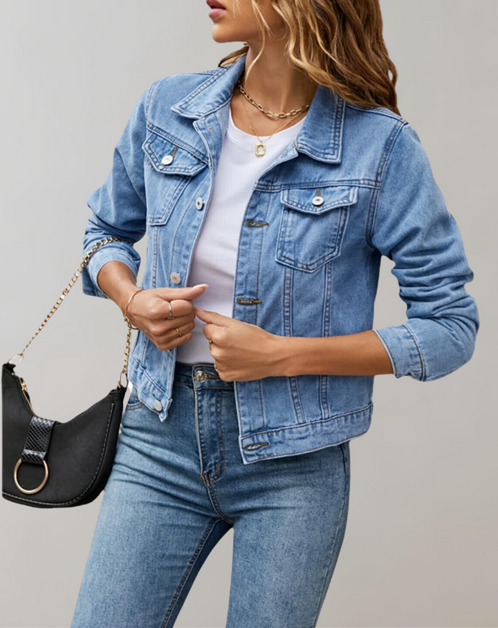 Chaqueta Corta con Botones – Azul Claro