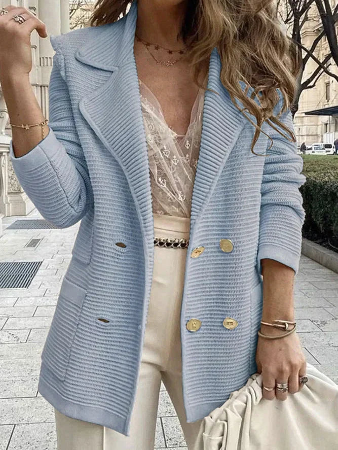 Blazer Cruzado con Botones – Azul Cielo