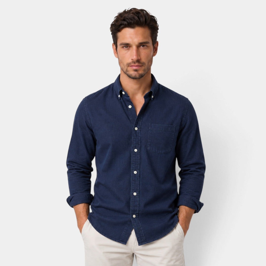 Camisa de Corte Relajado – Azul Marino