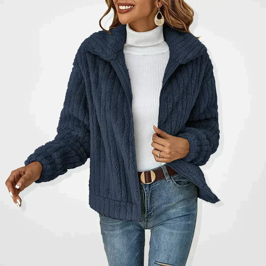 Chaqueta con Cuello Camisero – Azul Marino