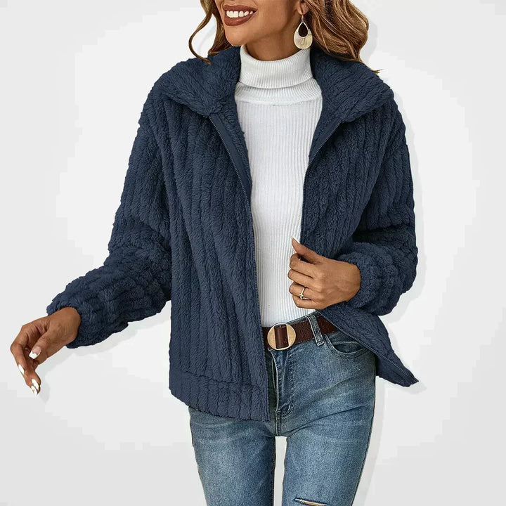 Chaqueta con Cuello Camisero – Azul Marino