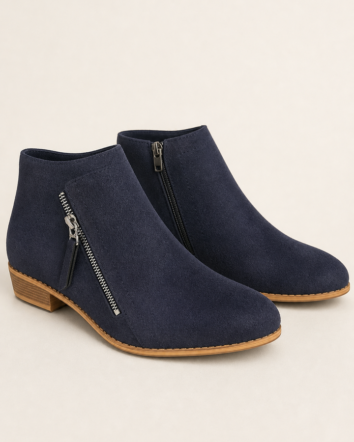 Botines con Doble Cremallera – Azul Notte
