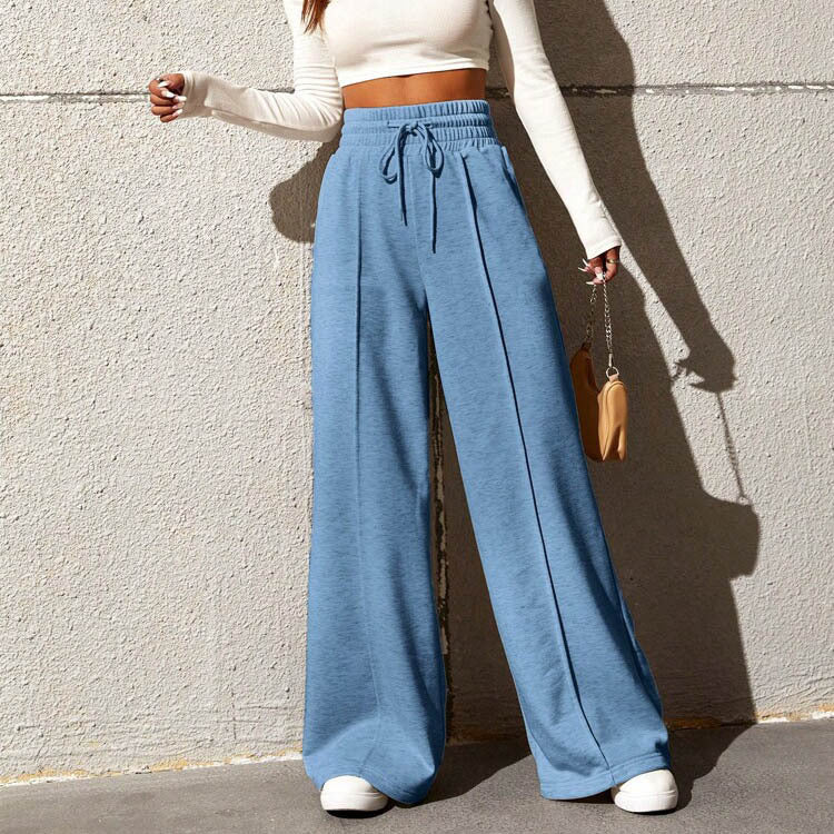 Pantalón Ancho de Tiro Alto – Azul Claro