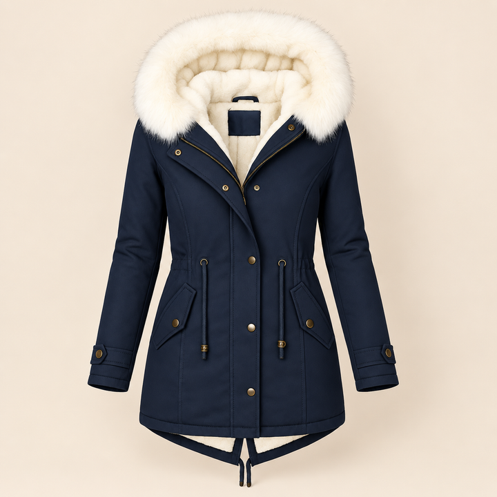 Parka con Cintura Ajustable – Azul