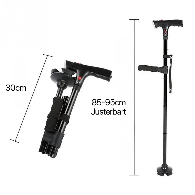 Bastón Plegable con Doble Empuñadura - Luz LED y Alarma