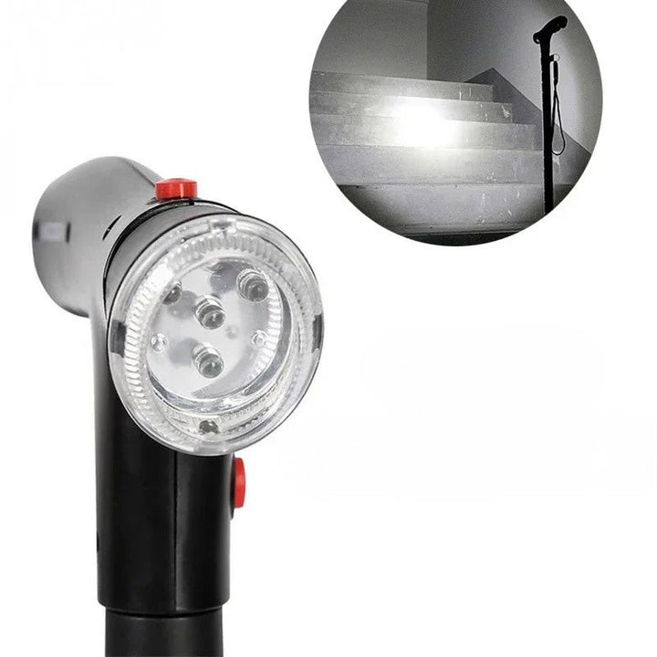 Bastón Plegable con Doble Empuñadura - Luz LED y Alarma