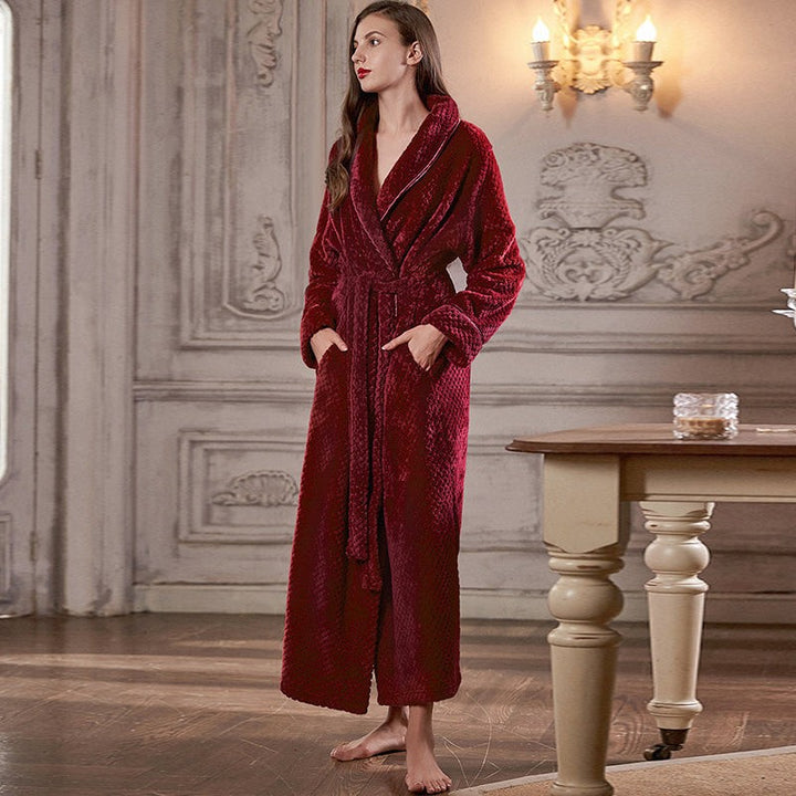 Bata de Mujer con Cuello Chal - Tejido Jacquard Texturizado