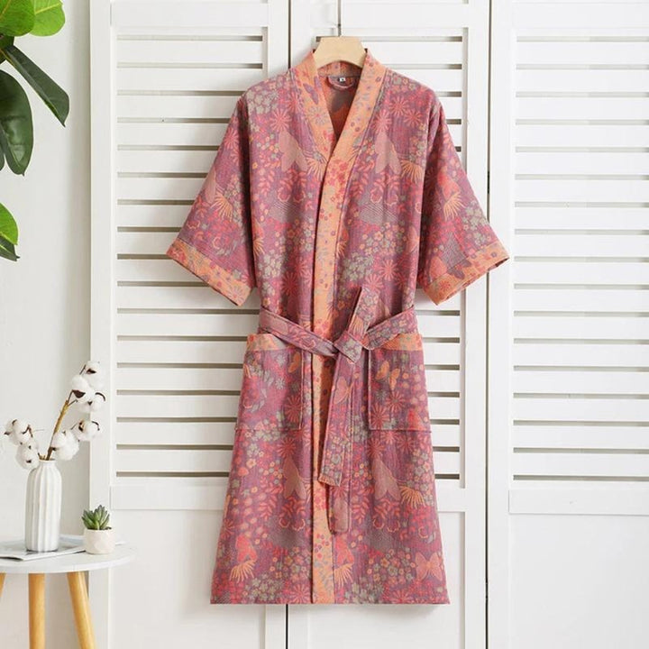 Bata de Mujer Estilo Kimono - Estampado Floral Vintage