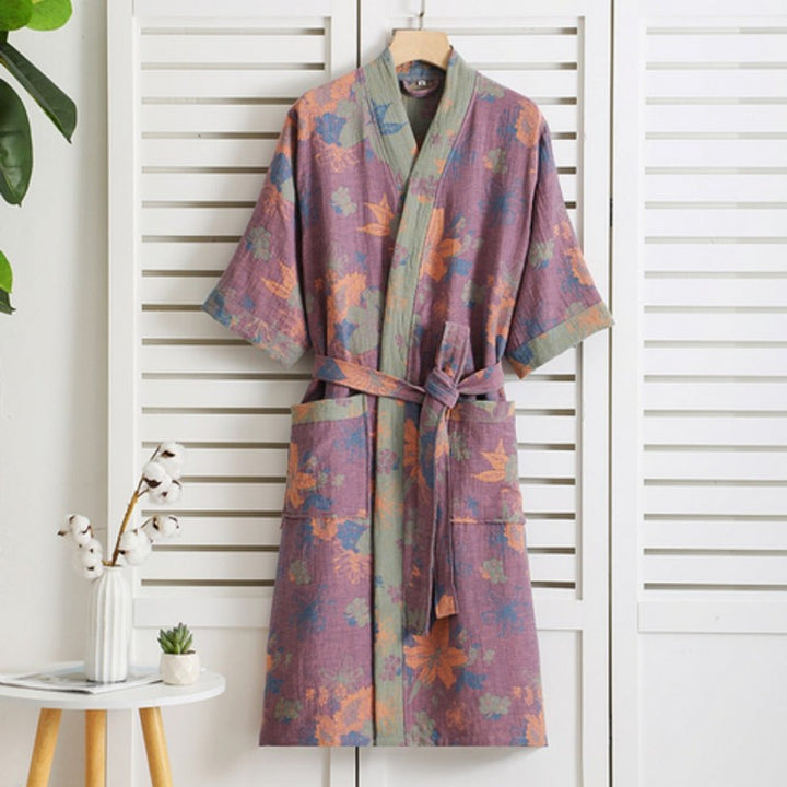 Bata de Mujer Estilo Kimono - Estampado Floral Vintage