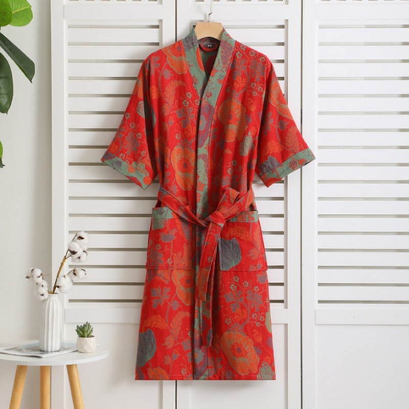 Bata de Mujer Estilo Kimono - Estampado Floral Vintage