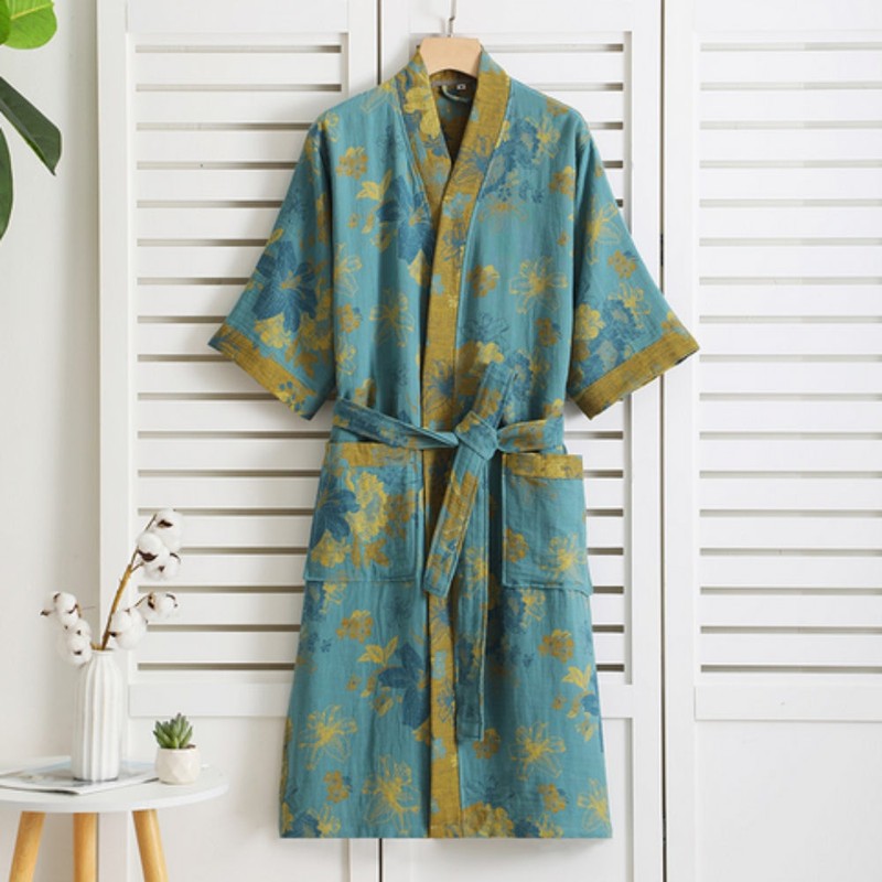 Bata de Mujer Estilo Kimono - Estampado Floral Vintage