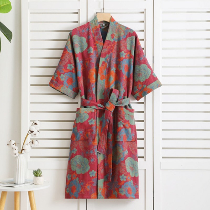 Bata de Mujer Estilo Kimono - Estampado Floral Vintage