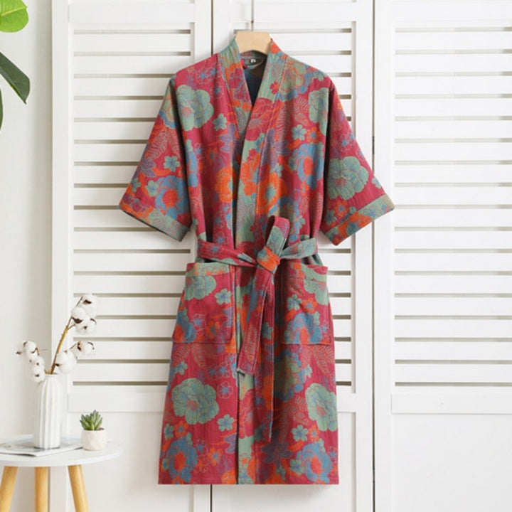 Bata de Mujer Estilo Kimono - Estampado Floral Vintage