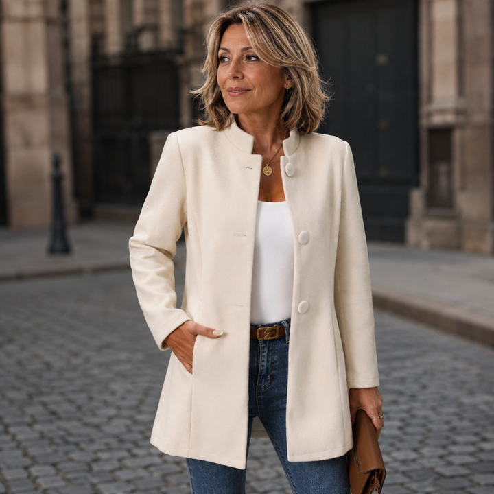 Abrigo Entallado con Botones – Beige