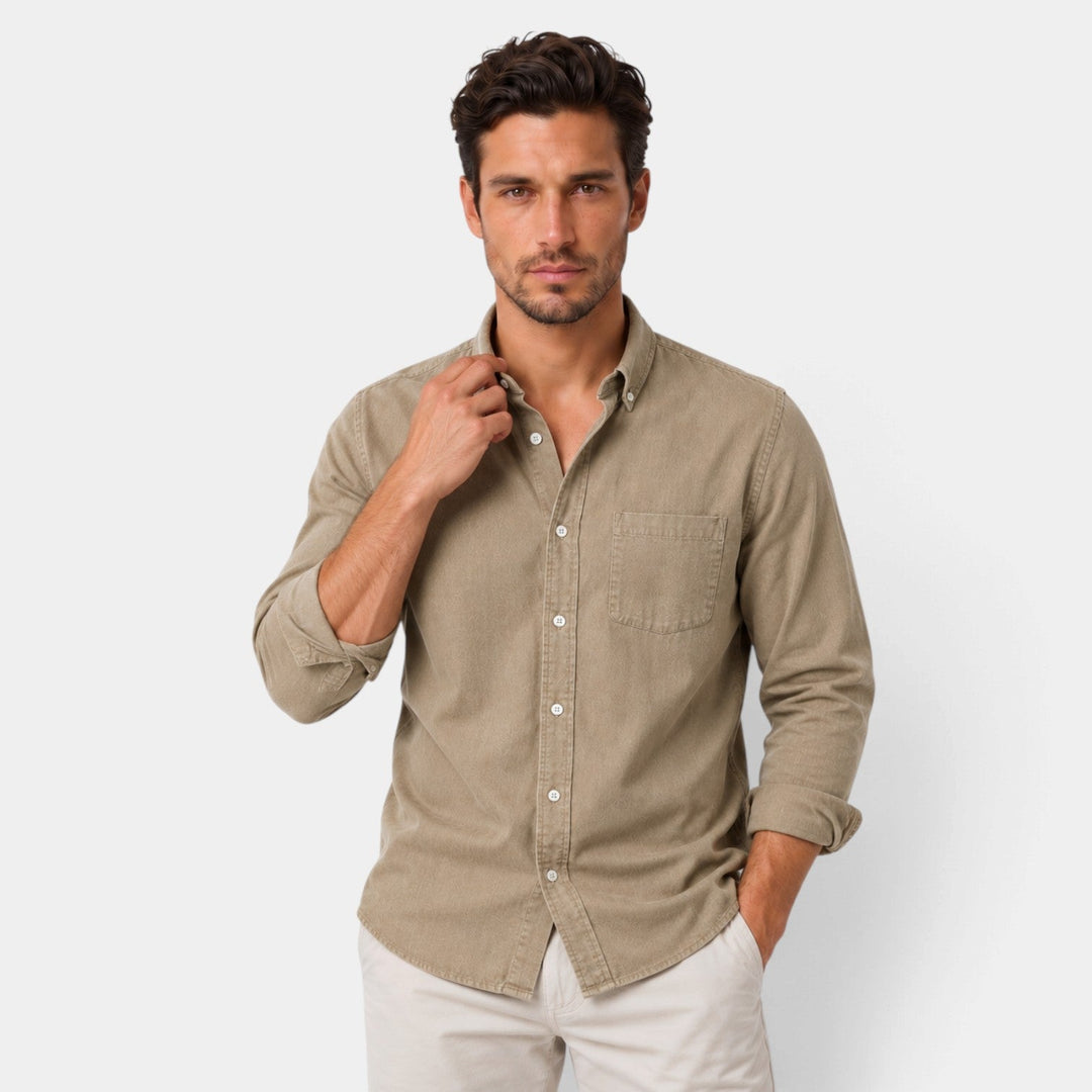 Camisa de Corte Relajado – Beige