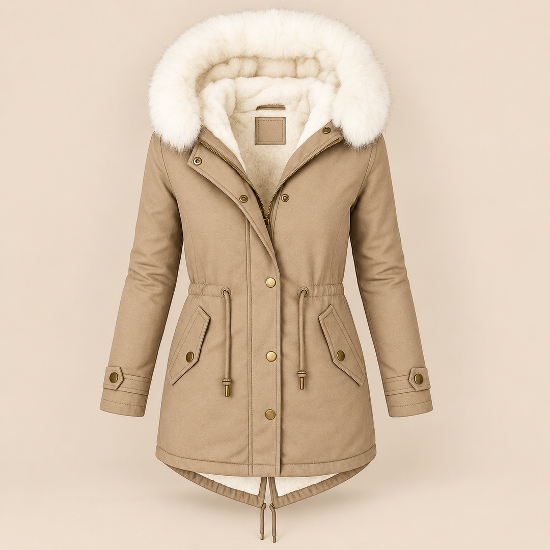 Parka con Cintura Ajustable – Beige
