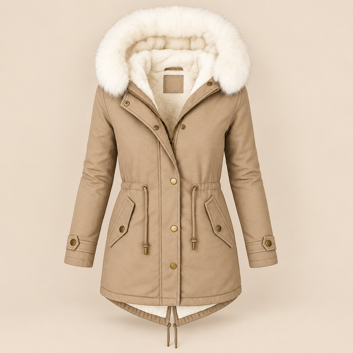 Parka con Cintura Ajustable – Beige