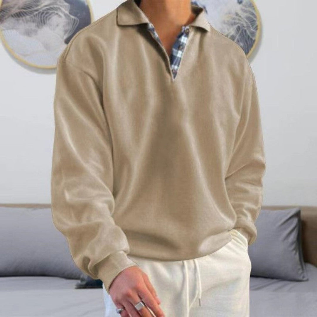 Polo Relajado de Manga Larga – Beige