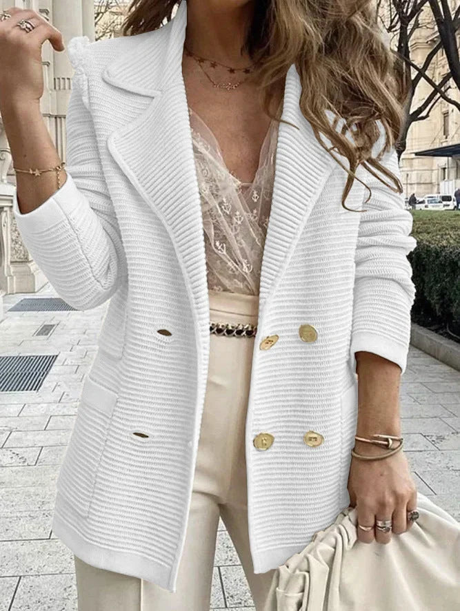 Blazer Cruzado con Botones – Blanco