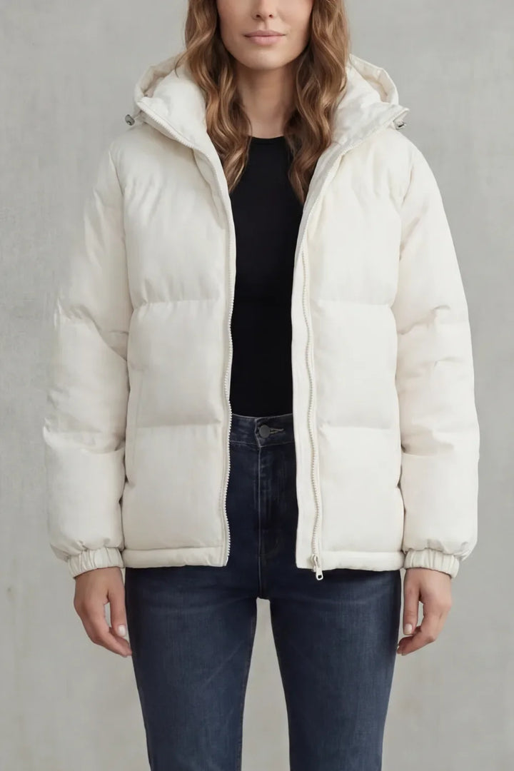 Chaqueta Acolchada con Cremallera – Blanco