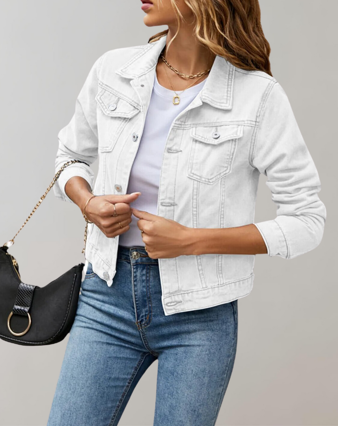 Chaqueta Corta con Botones – Blanco