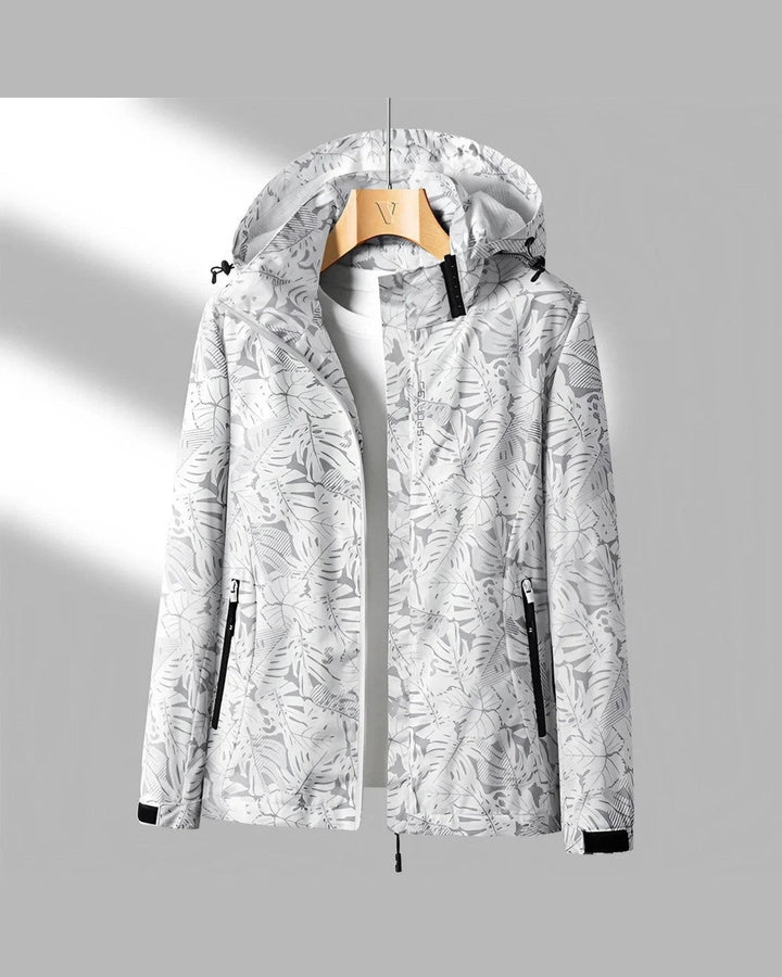 Chaqueta Estampada con Capucha – Blanco