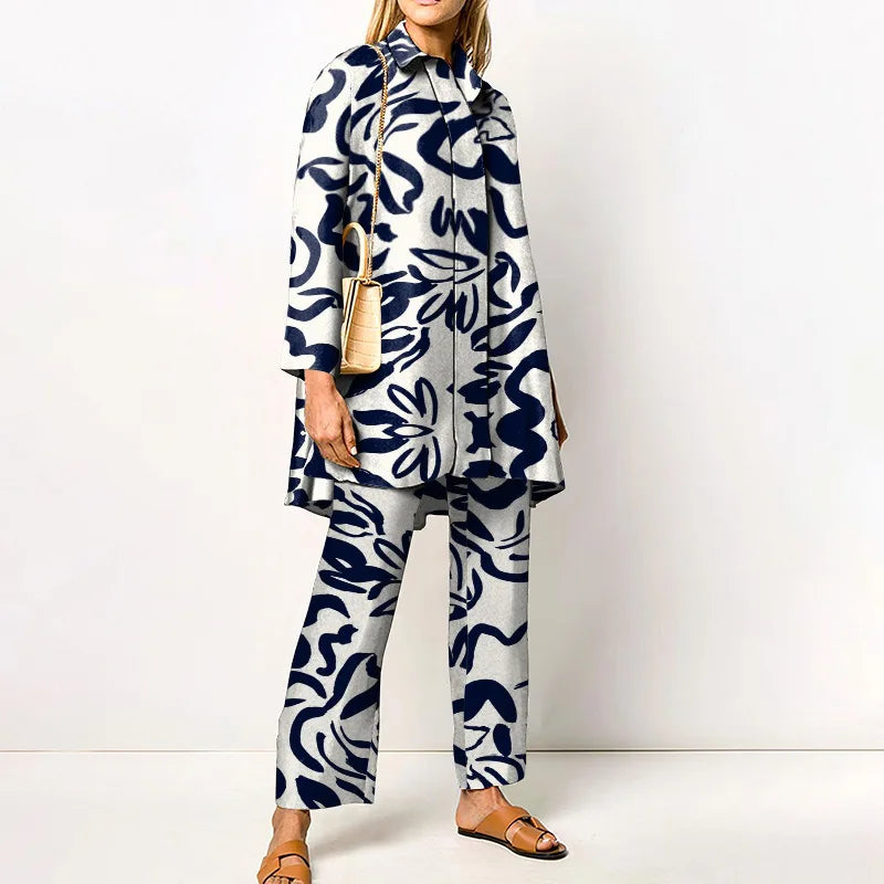 Conjunto Estampado Elegante – Blanco