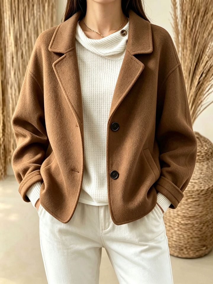 Blazer Corto con Botones – Caqui