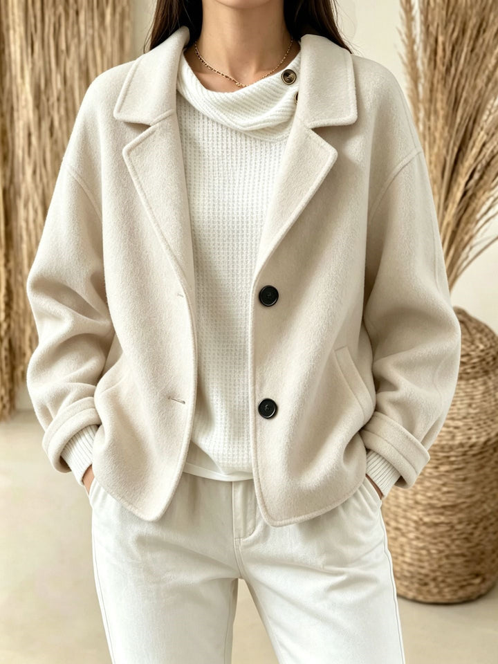 Blazer Corto con Botones – Blanco